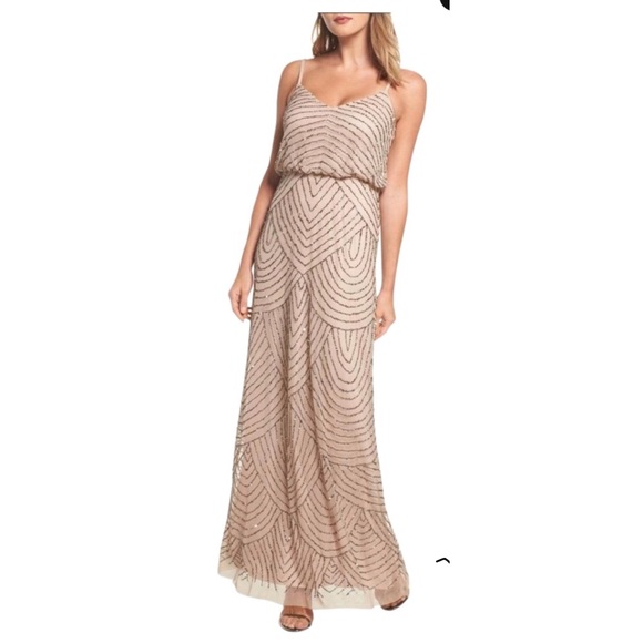 Adrianna Papell Dresses & Skirts - Adrianna Papell Taupe Beaded Formal Gown